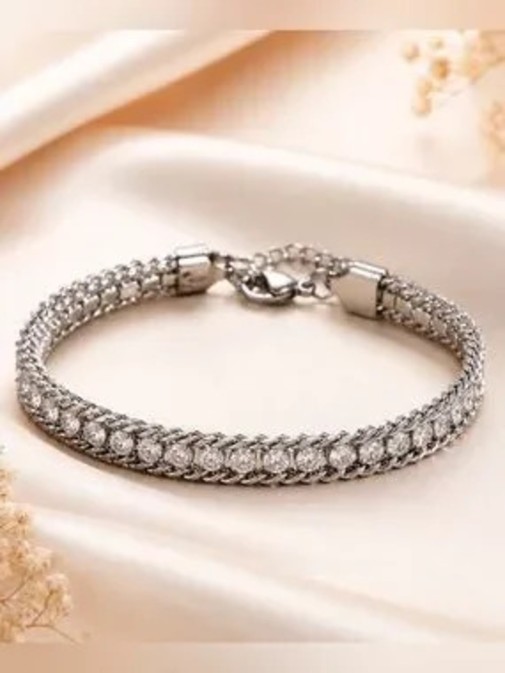 Tennis Silver Crystal Chain Bracelet